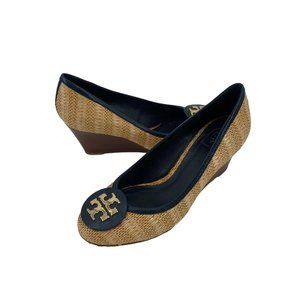 Tory Burch Tan and Black Wedges